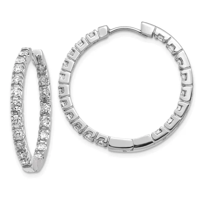 Earrings Goldia 14k White Gold A Real Diamond Hinged Hoop Earrings