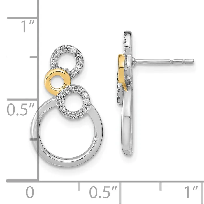 Earrings Goldia Solid 14k Twotone Polished Simulated CZ Circles Post Earrings