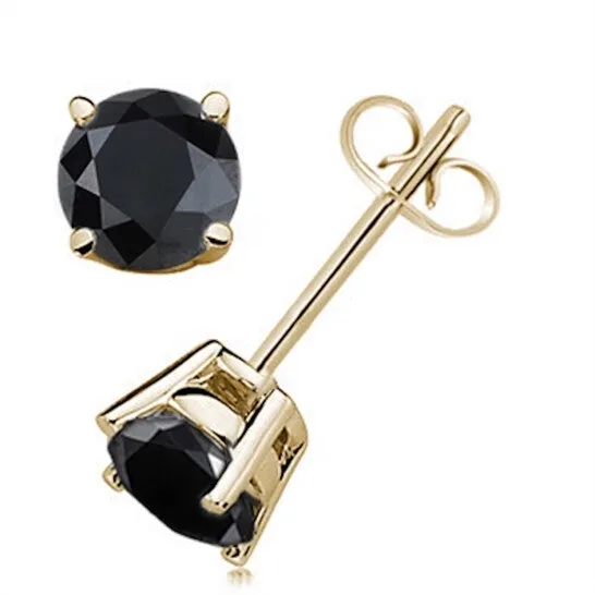 Earrings JMS always Original Maulijewels Black Diamond Natural Round 38 Carat Prong Set Stud Earrings In 14K White Yellow Gold