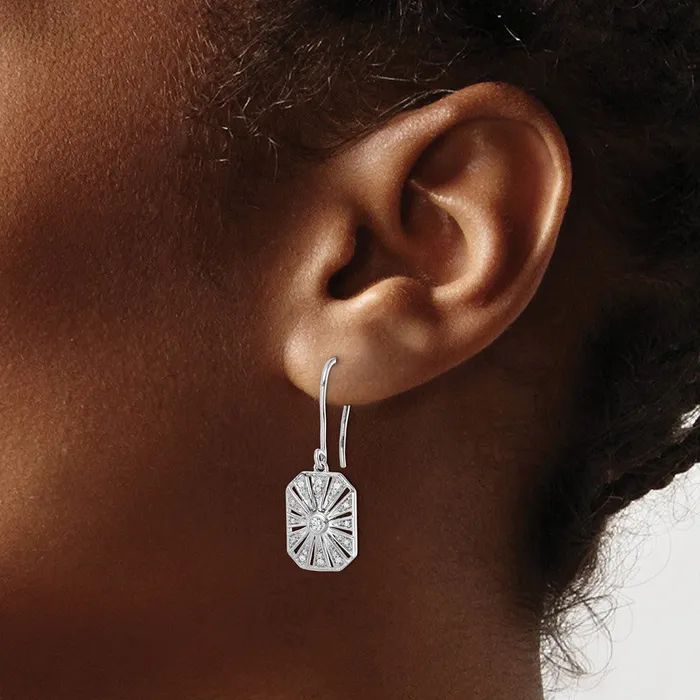 Earrings Solid 14k White Gold Simulated CZ Vintage Earrings Goldia