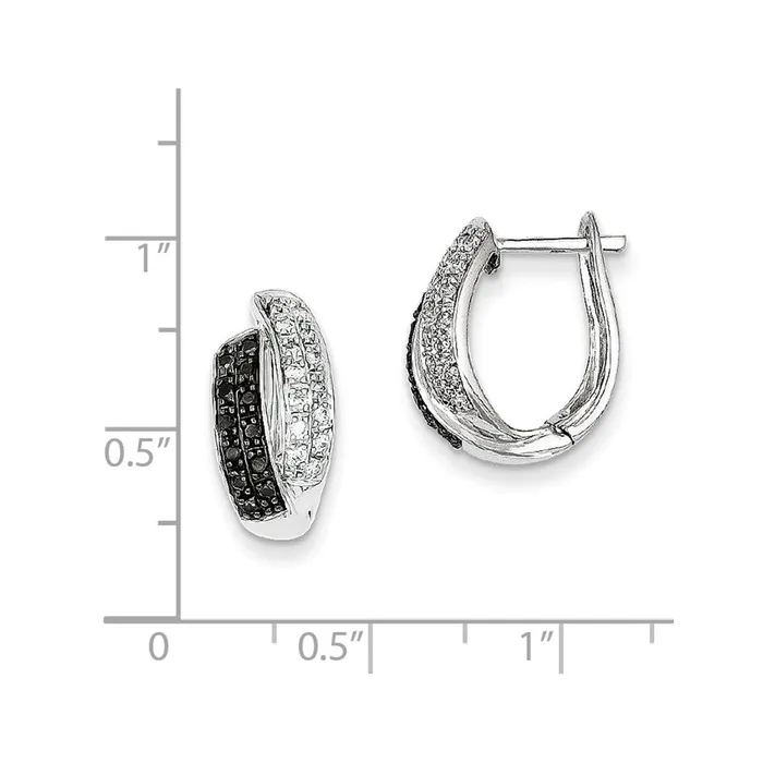 Earrings Sterling Silver Black Diamond Hinged Hoop Earrings Goldia
