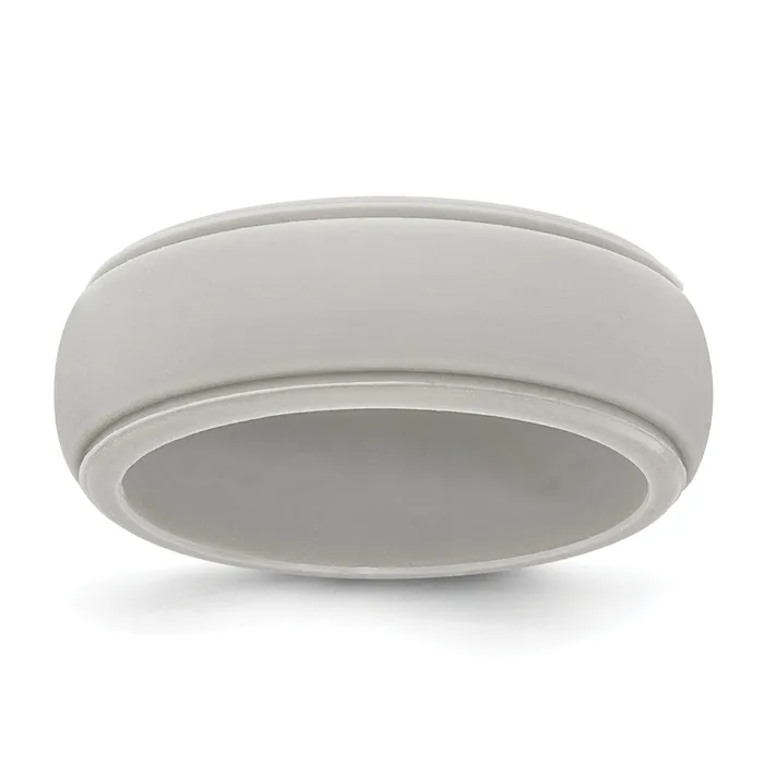 Fashion Silicone Grey 8mm Ridged Edge Band Ring Goldia Rings