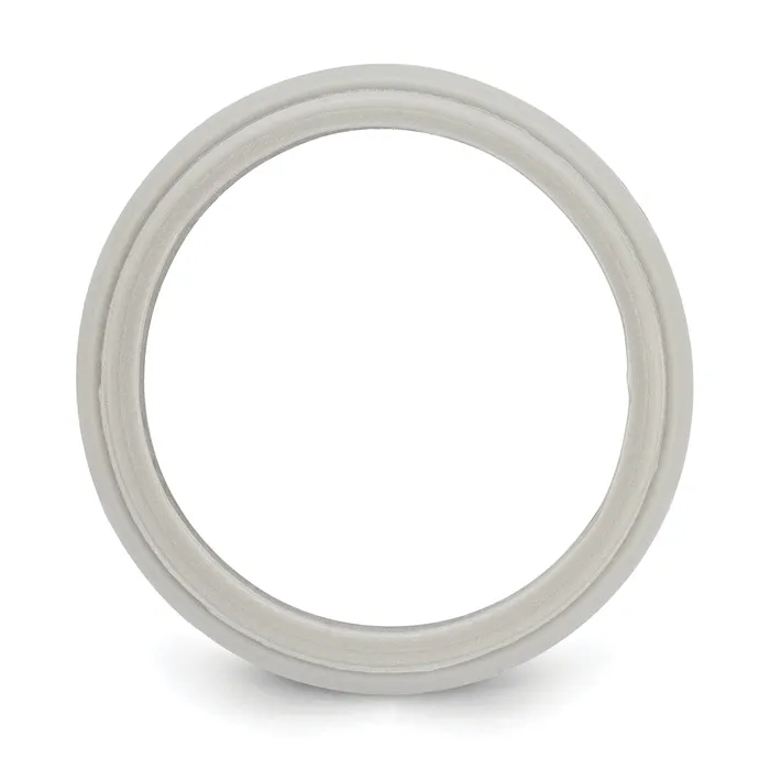 Fashion Silicone Grey 8mm Ridged Edge Band Ring Goldia Rings