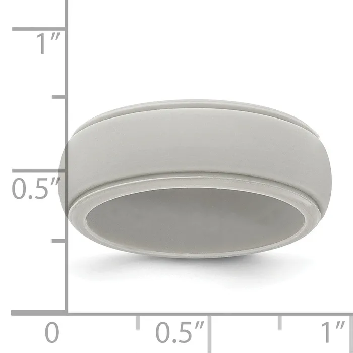 Fashion Silicone Grey 8mm Ridged Edge Band Ring Goldia Rings