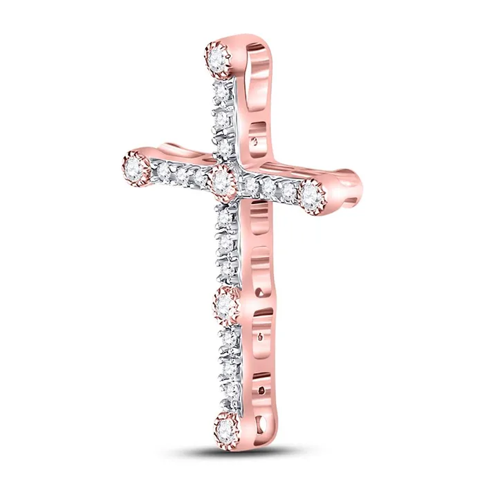 gndatlanta 10k Twotone Gold Round Diamond Cross Pendant 14 Cttw Rings