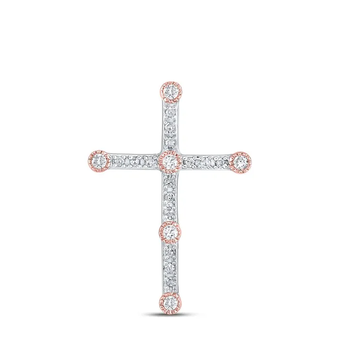 gndatlanta 10k Twotone Gold Round Diamond Cross Pendant 14 Cttw Rings
