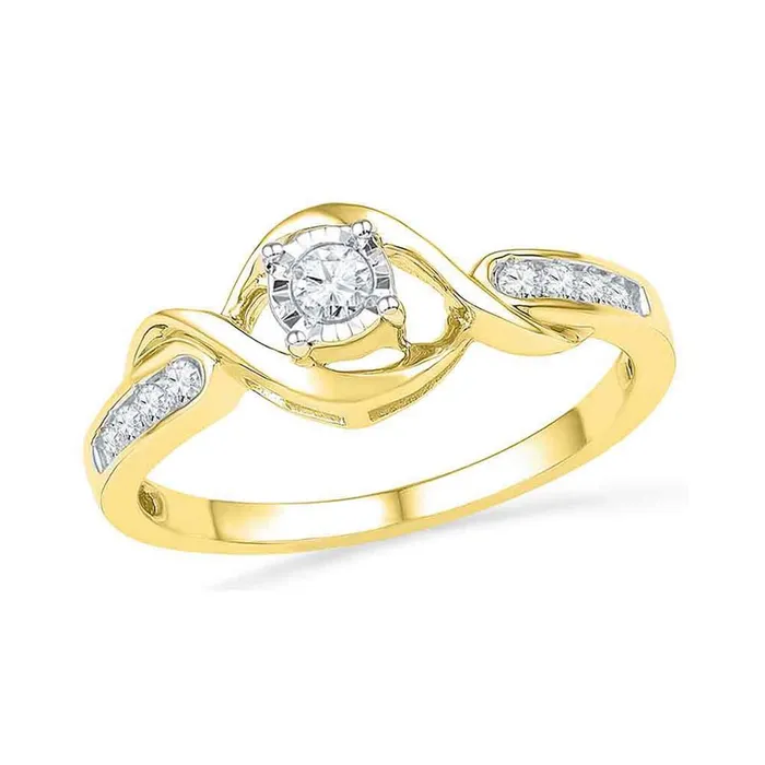 gndatlanta 10k Yellow Gold Round Diamond Solitaire Twist Promise Ring 16 Cttw Rings gndatlanta 10k Yellow Gold Round Diamond Solitaire Twist Promise Ring 16 Cttw Rings