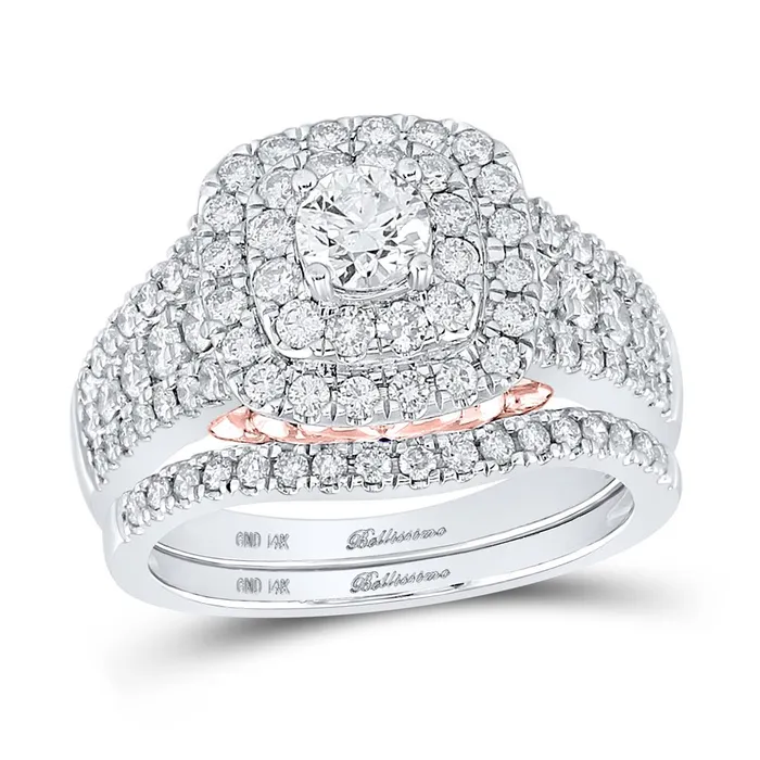 gndatlanta 14k Twotone Gold Round Diamond Bridal Wedding Ring Set 112 Cttw Certified Rings