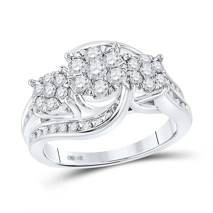 gndatlanta 14k White Gold Round Diamond Cluster Bridal Engagement Ring 1 Cttw Rings gndatlanta 14k White Gold Round Diamond Cluster Bridal Engagement Ring 1 Cttw Rings