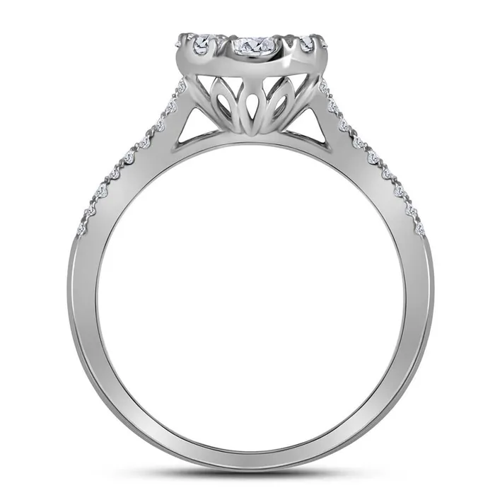 gndatlanta 14k White Gold Round Diamond Cluster Bridal Engagement Ring 1 Cttw Rings