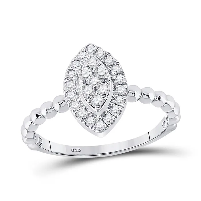 gndatlanta 14k White Gold Round Diamond Oval Cluster Ring 13 Cttw Rings