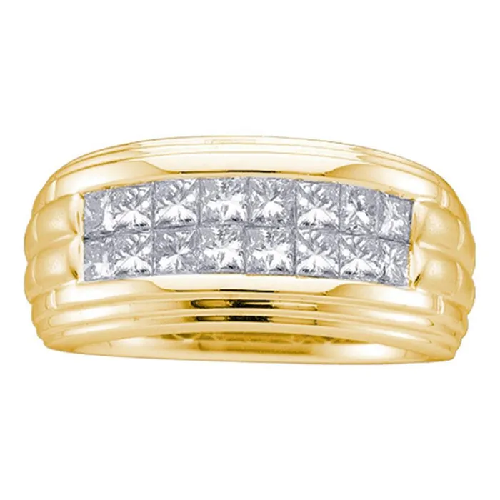 gndatlanta 14k Yellow Gold Princess Diamond Double Row Wedding Band Ring 12 Cttw Rings gndatlanta 14k Yellow Gold Princess Diamond Double Row Wedding Band Ring 12 Cttw Rings
