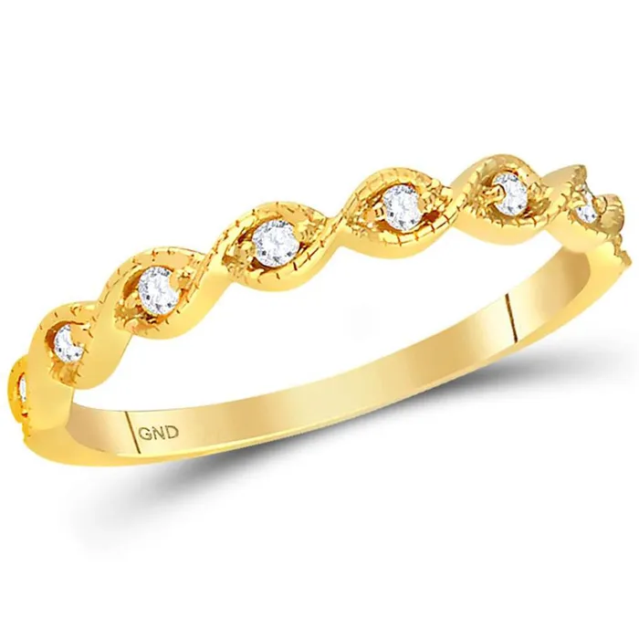 gndatlanta 14k Yellow Gold Round Diamond Twist Stackable Band Ring 110 Cttw Rings gndatlanta 14k Yellow Gold Round Diamond Twist Stackable Band Ring 110 Cttw Rings