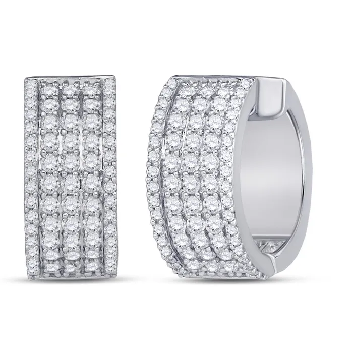 gndatlanta Earrings 14k White Gold Round Diamond Huggie Earrings 158 Cttw