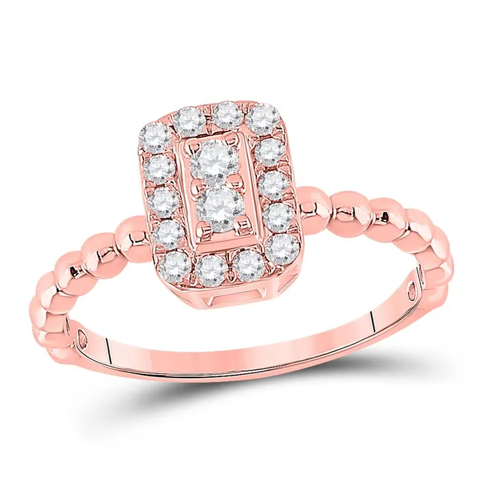 gndatlanta Rings 10k Rose Gold Round Diamond Rectangle Cluster Ring 13 Cttw gndatlanta Rings 10k Rose Gold Round Diamond Rectangle Cluster Ring 13 Cttw