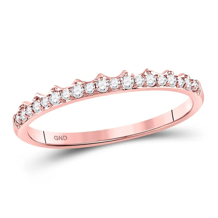 gndatlanta Rings 10k Rose Gold Round Diamond Slender Scalloped Stackable Band Ring 16 Cttw gndatlanta Rings 10k Rose Gold Round Diamond Slender Scalloped Stackable Band Ring 16 Cttw