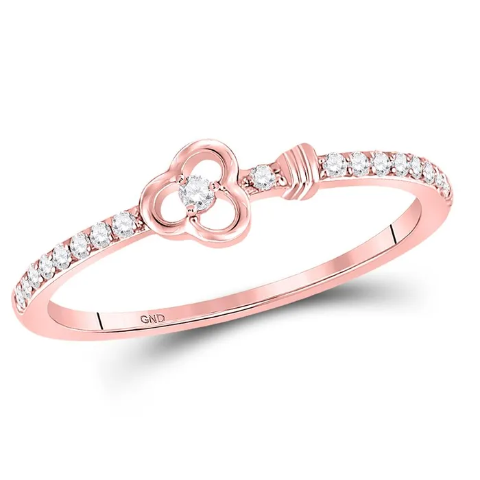 gndatlanta Rings 10k Rose Gold Round Diamond Spade Stackable Band Ring 16 Cttw