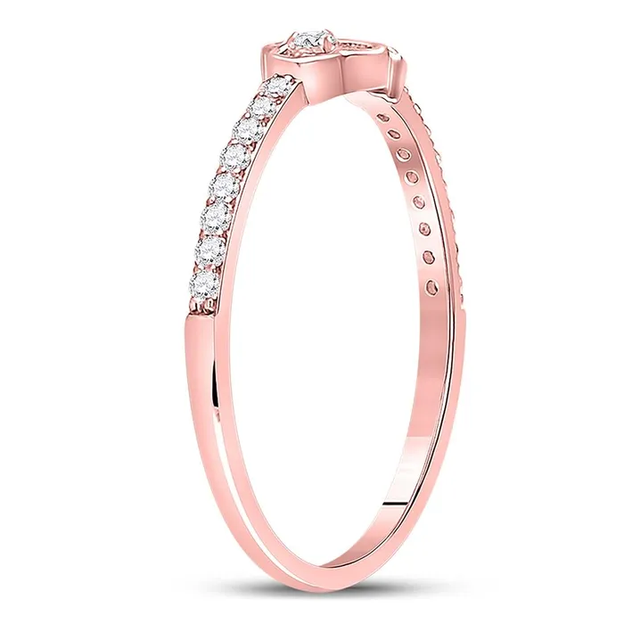 gndatlanta Rings 10k Rose Gold Round Diamond Spade Stackable Band Ring 16 Cttw