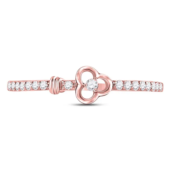 gndatlanta Rings 10k Rose Gold Round Diamond Spade Stackable Band Ring 16 Cttw