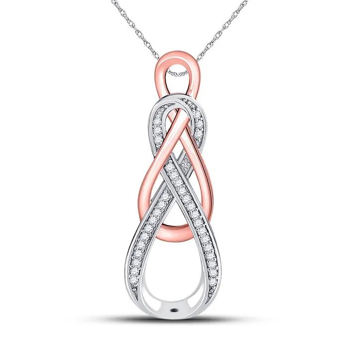 gndatlanta Rings 10k Twotone Gold Round Diamond Double Infinity Pendant 110 Cttw gndatlanta Rings 10k Twotone Gold Round Diamond Double Infinity Pendant 110 Cttw
