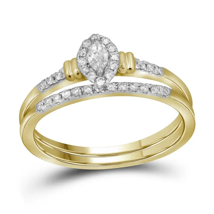 gndatlanta Rings 10k Yellow Gold Marquise Diamond Bridal Wedding Ring Set 15 Cttw