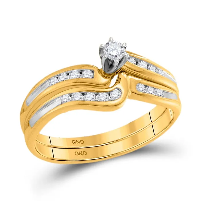 gndatlanta Rings 10k Yellow Gold Round Diamond Bridal Wedding Ring Set 14 Cttw