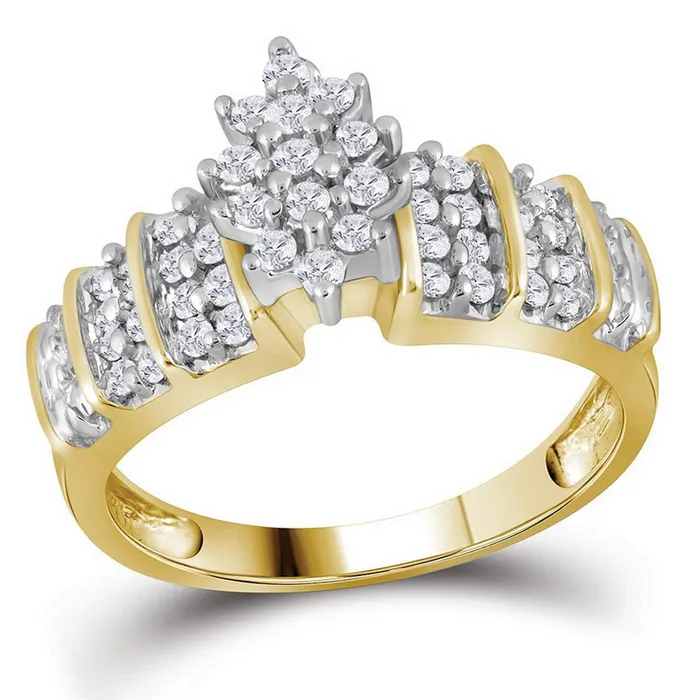 gndatlanta Rings 10k Yellow Gold Round Diamond Marquiseshape Cluster Ring 12 Cttw