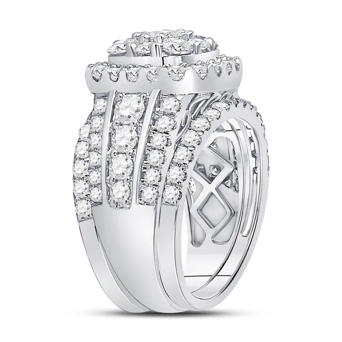 gndatlanta Rings 14k White Gold Round Diamond Bridal Wedding Ring Set 3 Cttw