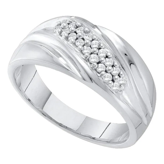 gndatlanta Rings 14k White Gold Round Diamond Diagonal Double Row Wedding Band 14 Cttw gndatlanta Rings 14k White Gold Round Diamond Diagonal Double Row Wedding Band 14 Cttw
