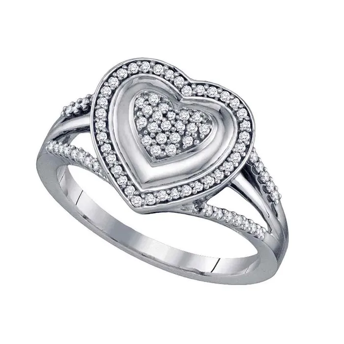 gndatlanta Rings 14k White Gold Round Diamond Heart Cluster Ring 14 Cttw