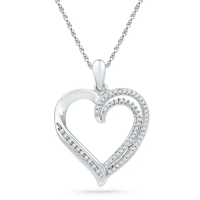 gndatlanta Rings 14k White Gold Round Diamond Opencenter Heart Pendant 14 Cttw gndatlanta Rings 14k White Gold Round Diamond Opencenter Heart Pendant 14 Cttw