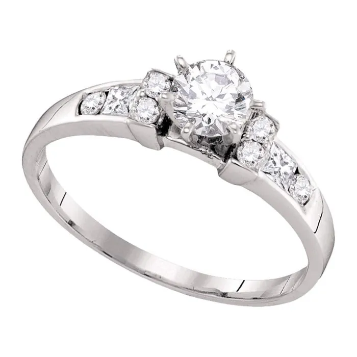 gndatlanta Rings 14k White Gold Round Diamond Solitaire Bridal Engagement Ring 34 Cttw