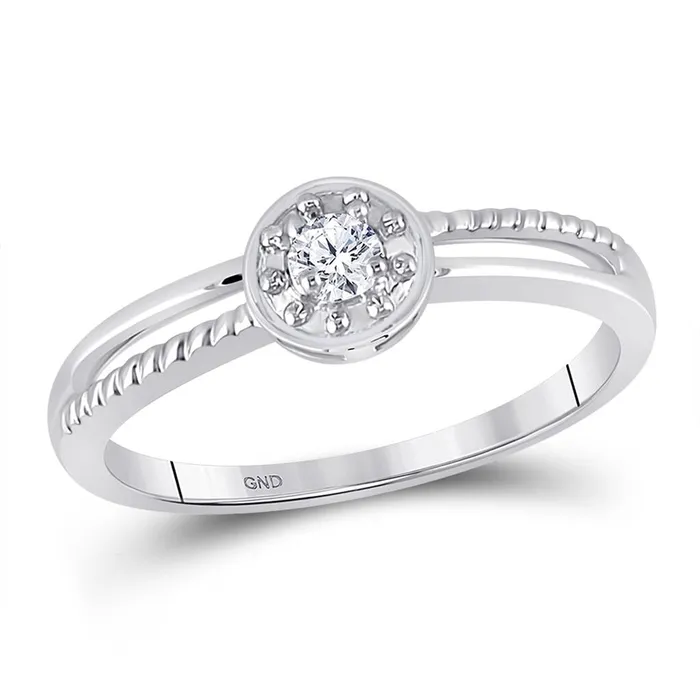 gndatlanta Rings 14k White Gold Round Diamond Solitaire Promise Ring 120 Cttw