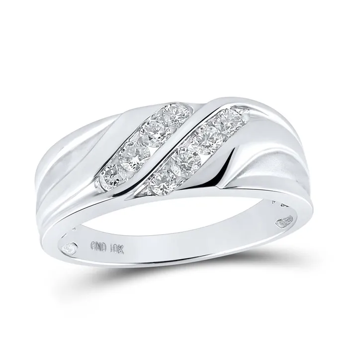 gndatlanta Rings 14k White Gold Round Diamond Wedding Band Ring 12 Cttw gndatlanta Rings 14k White Gold Round Diamond Wedding Band Ring 12 Cttw