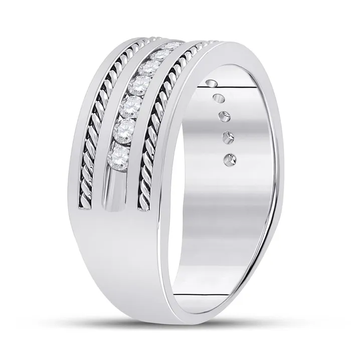 gndatlanta Rings 14k White Gold Round Diamond Wedding Band Ring 12 Cttw