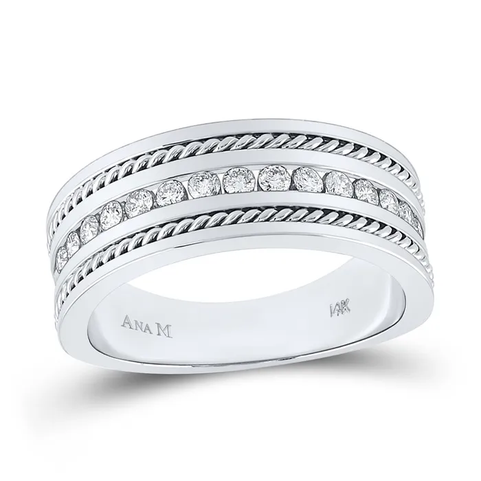 gndatlanta Rings 14k White Gold Round Diamond Wedding Band Ring 12 Cttw