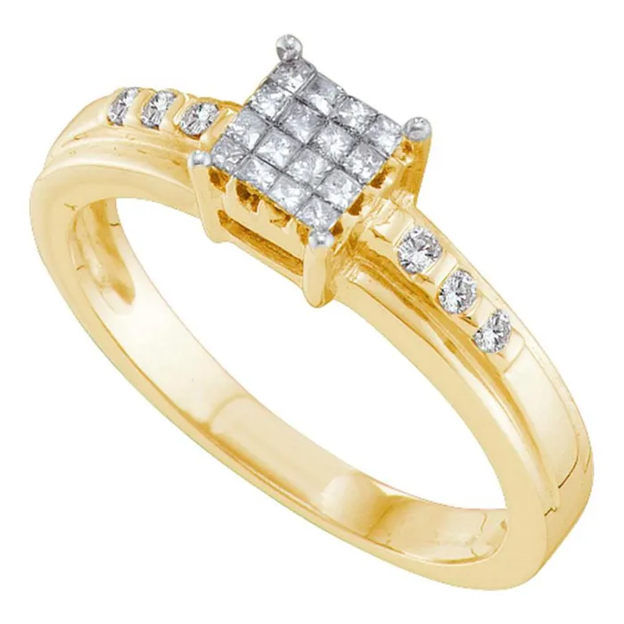 gndatlanta Rings 14k Yellow Gold Princess Diamond Square Cluster Ring 14 Cttw gndatlanta Rings 14k Yellow Gold Princess Diamond Square Cluster Ring 14 Cttw