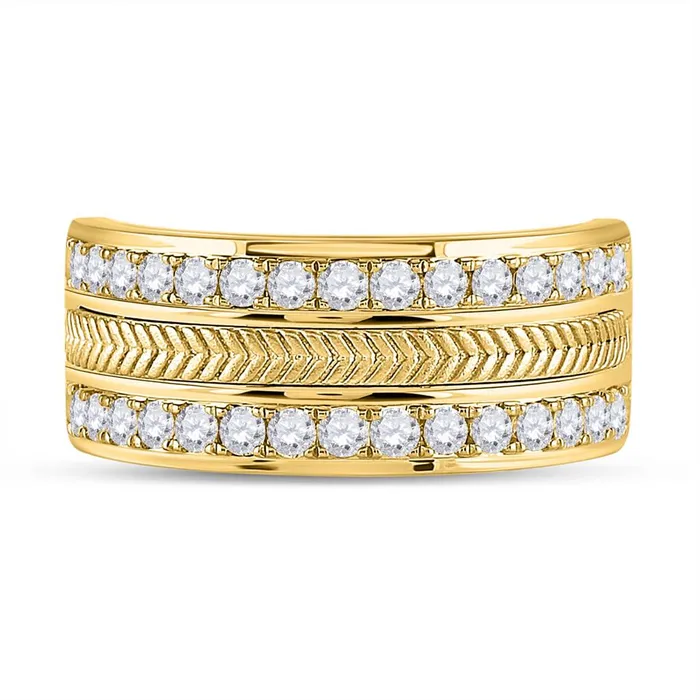 gndatlanta Rings 14k Yellow Gold Round Diamond Wheat Wedding Band Ring 1 Cttw