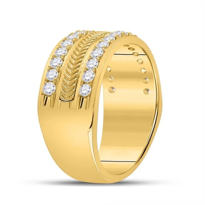 gndatlanta Rings 14k Yellow Gold Round Diamond Wheat Wedding Band Ring 1 Cttw
