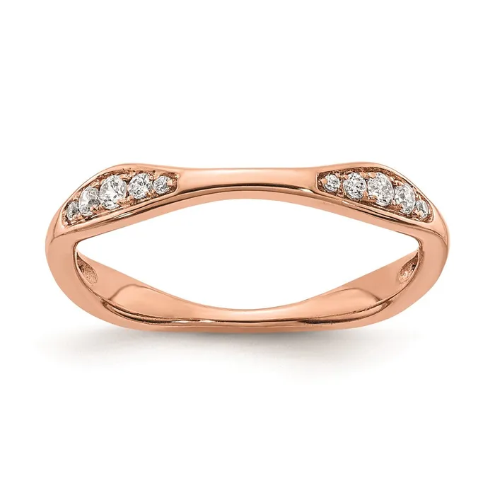 Goldia 012ct CZ Solid Real 14k Rose Gold Wedding Wedding Band Ring Rings