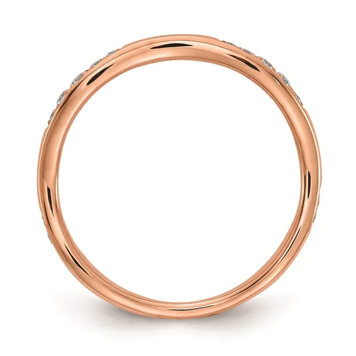 Goldia 012ct CZ Solid Real 14k Rose Gold Wedding Wedding Band Ring Rings