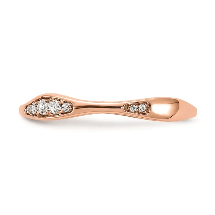 Goldia 012ct CZ Solid Real 14k Rose Gold Wedding Wedding Band Ring Rings