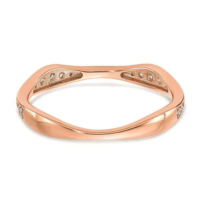 Goldia 012ct CZ Solid Real 14k Rose Gold Wedding Wedding Band Ring Rings