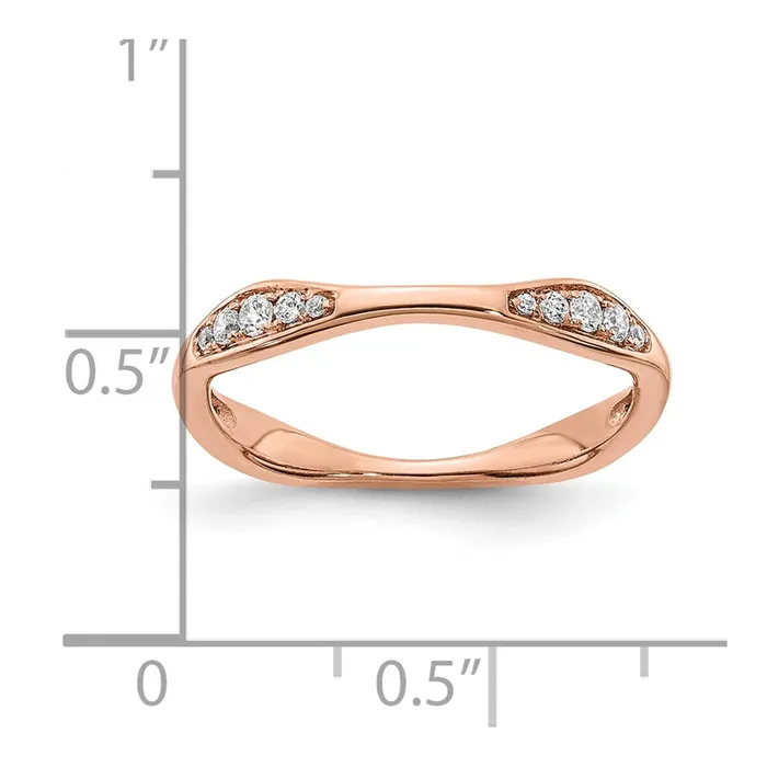 Goldia 012ct CZ Solid Real 14k Rose Gold Wedding Wedding Band Ring Rings