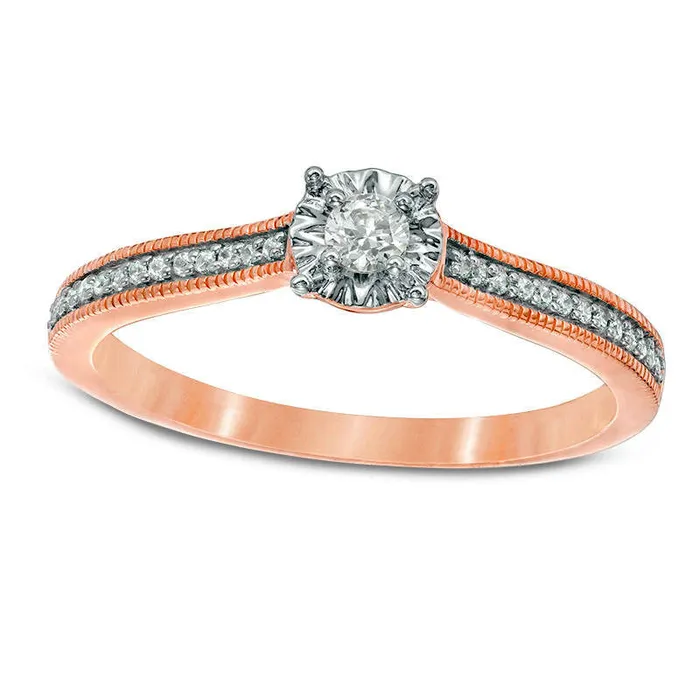 Goldia 017 CT TW Natural Diamond Antique VintageStyle Promise Ring in Solid 10K Rose Gold Rings Goldia 017 CT TW Natural Diamond Antique VintageStyle Promise Ring in Solid 10K Rose Gold Rings