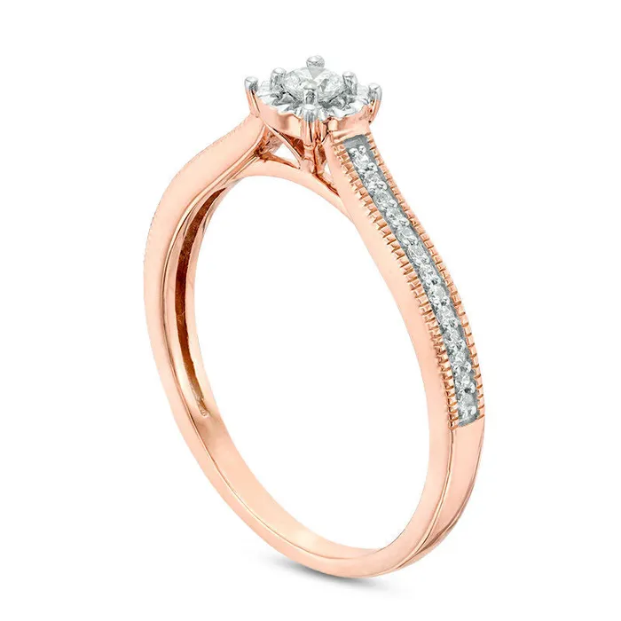 Goldia 017 CT TW Natural Diamond Antique VintageStyle Promise Ring in Solid 10K Rose Gold Rings Goldia 017 CT TW Natural Diamond Antique VintageStyle Promise Ring in Solid 10K Rose Gold Rings