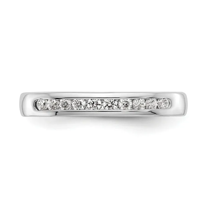 Goldia 020ct CZ Solid Real 14K White Gold 10Stone Channel Wedding Band Ring Rings