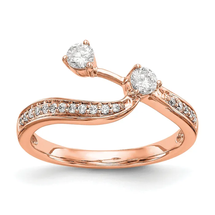 Goldia 034ct CZ Solid Real 14k Rose Contoured Wedding Wedding Band Ring Rings Goldia 034ct CZ Solid Real 14k Rose Contoured Wedding Wedding Band Ring Rings