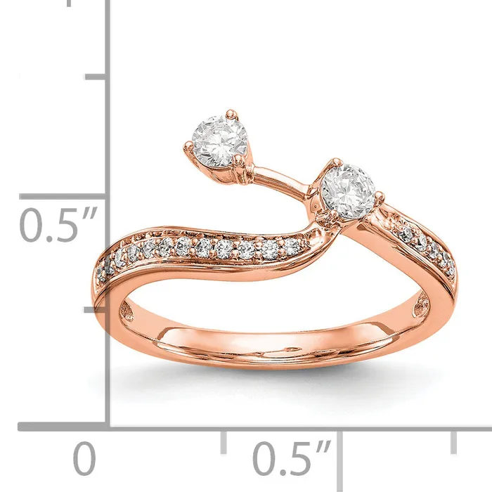 Goldia 034ct CZ Solid Real 14k Rose Contoured Wedding Wedding Band Ring Rings