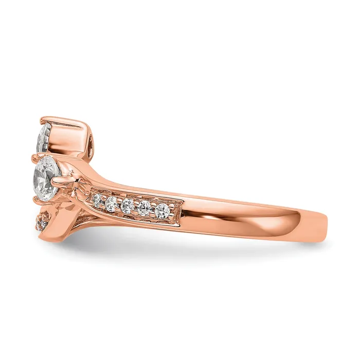 Goldia 034ct CZ Solid Real 14k Rose Contoured Wedding Wedding Band Ring Rings